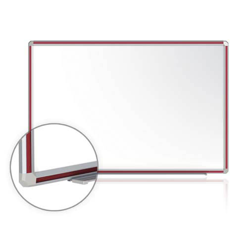 Ghent 48" x 36" DecoAurora Aluminum Frame Porcelain Magnetic Whiteboard - Cherry Trim