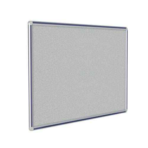 120" x 48" DecoAurora Aluminum Frame Gray Vinyl Tackboard - Navy Blue Trim
