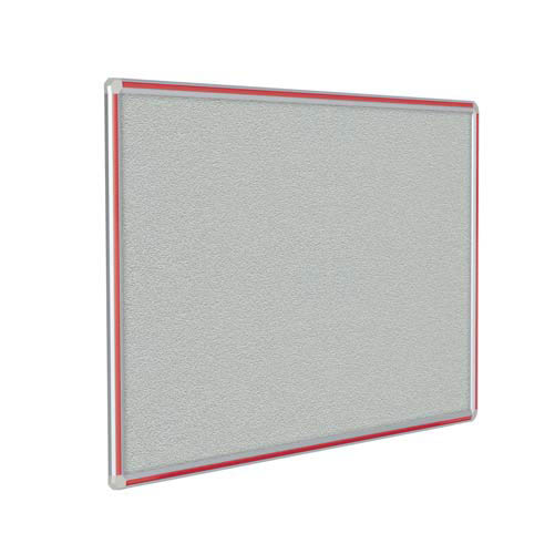120" x 48" DecoAurora Aluminum Frame Gray Vinyl Tackboard - Red Trim