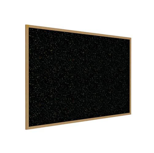 Ghent 144.5" x 48.5" Wood Frame, Oak Finish Recycled Rubber Tackboard - Confetti